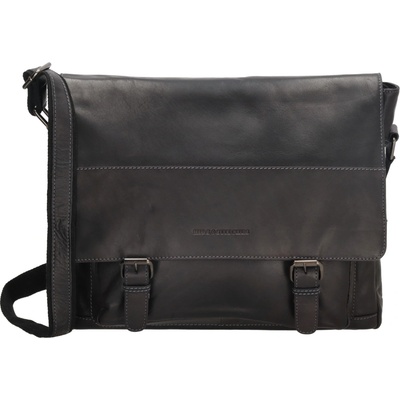 Hide & Stitches Japura kožená unisex taška na rameno čierna