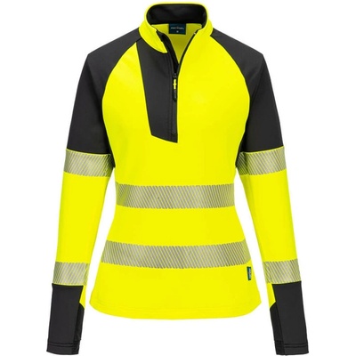 PortWest Mikina T173 PW3 Hi-Vis 1/4 Zip reflexní dámská Žlutá/černá