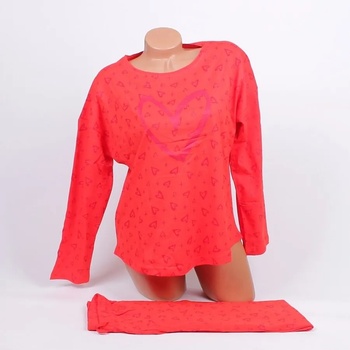 Image 1 of Дамска пижама в ярко червен цвят със сърца