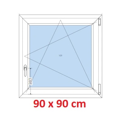Soft Plastové okno 900 x 900 mm, otevíravé a sklopné, Zlatý dub