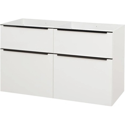 Mereo Mailo, koupelnová skříňka 120 cm, bíla, černé madlo CN513SBN