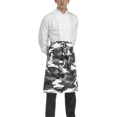 Egochef zástěra nízká s kapsou vzor maskáče E-6101111A