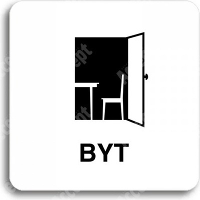 ACCEPT Piktogram byt - bílá tabulka - černý tisk bez rámečku