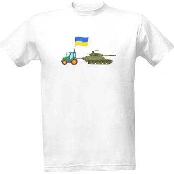 Tričko s potiskem Ukrajinský traktor pánské Bílá