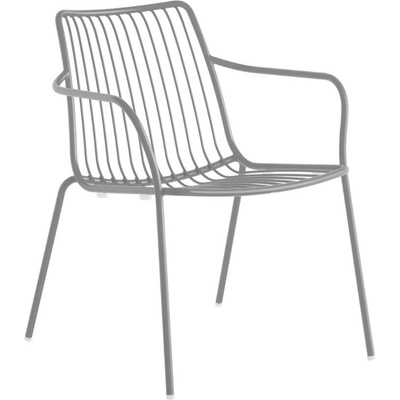 Pedrali Antracitově šedé kovové zahradní křeslo Nolita 3659 s područkami