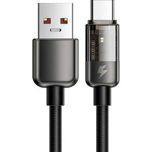 Xmart USB-A към USB-C кабел Xmart Auto Power Off, 6A, 100W, 1.2м, Черен (21336)