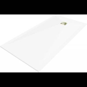 Mexen Stone+ правоъгълен композитен поддушов параван 160 x 80 см, бял, златна (44108016-G)