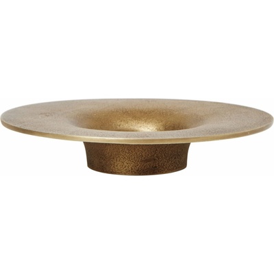 Ferm Living Kovový svícen Soothe Brass Finish Ø 16 cm, zlatá barva, kov