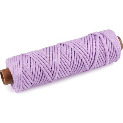 Bavlněná šňůra macrame Ø3 mm rozčesávací Varianta: 19 (010) fialová sv., Balení: 50 m 50663/124463/250469