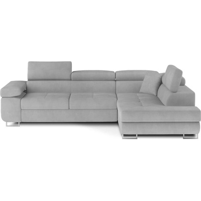 Eltap Светлосив кадифен разтегателен ъглов диван с място за съхранение (десен ъгъл L форма) Anton - ELTAP (An_59)