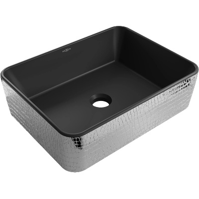 Mexen Catia плотен умивалник 48 х 37 см, черен мат/сребърен люспест модел - 21314872 (21314872)