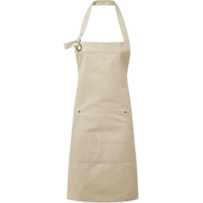Premier Workwear Pracovná zástera za krk s vreckami PR137 Natural Pantone 1205 72 x 86 cm