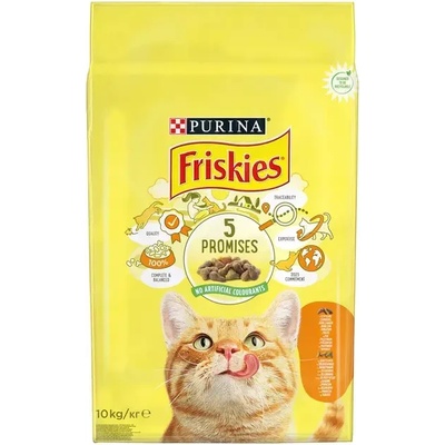 Purina Friskies Adult - Суха храна за котки над 12 месечна възраст с вкус на пиле, черен дроб и зеленчуци 10кг