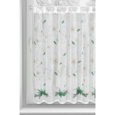 Takoy Vitrážová záclona 150x90 cm bílá s potiskem jehličí-HF-473444 | 150 x 90 cm