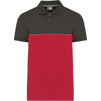 Designed To Work Unisex eco-friendly dvoubarevná polokošile Three červená tmavě šedá