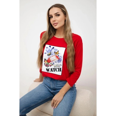! Kesi Blouse with 3D Watch red graphics červená