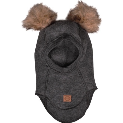 MIKK LINE Merino kukla detská s brmbolcami tmavo šedá Anthracite Melange Mikk Line