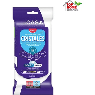 Brevia Corporation, Spain Mi casa мокри кърпи за почистване на стъкла и огледала с аромат на ванилия, 30 броя MAXI кърпи