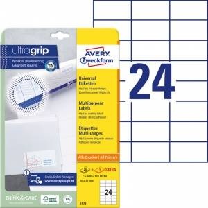 Avery Zweckform Permanent universal labels Avery Zweckform, 70 x 37 mm, 30 pcs. /op