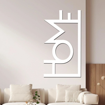 dřevo života Dřevěný nápis na zeď HOME Rozměry (cm): 52x95, Zvolte barvu dekoru: Bílá