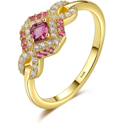 Meucci Pozlacený stříbrný prsten s růžovými a čirými zirkony SYR077