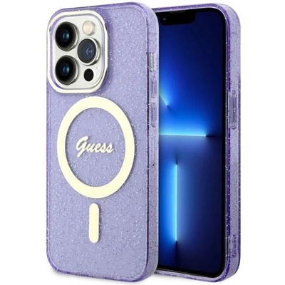 GUESS Кейс Guess GUHMP14XHCMCGU за iPhone 14 Pro Max 6.7"", лилав / лилав, твърд, Glitter Gold MagSafe (GUE002747-0)