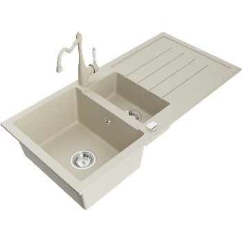 Mexen Andres гранитна мивка с 1, 5 камери с отцедник и кухненски смесител Carla, (6515-69-670700-69)