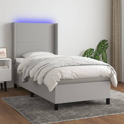 vidaXL 3138115 Boxspring postel s matrací a LED textil / barva světle šedá