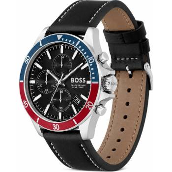 HUGO BOSS Мъжки часовник Hugo Boss Troper 1514099, Кожена каишка, Черен (HB1514099)