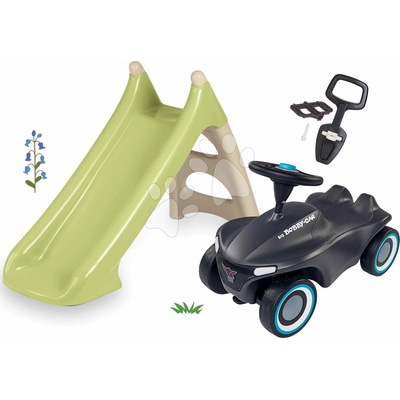 Smoby Set šmykľavka s vodnou hrou a odrážadlo so zvukom XS Slide Life dĺžka šmyku 90 cm a ťažné lano s opierkou a chodítkom