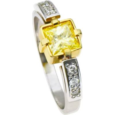 Stuchlík zlatý prsten se žlutým diamantem 0152556