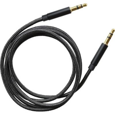 текстилен AUX кабел 2x3, 5mm жак, черен 1, 5М (E) (524467)