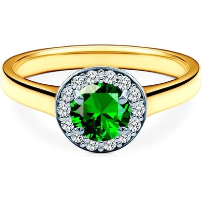 SAVICKI Годежен пръстен Savicki: двуцветно злато, смарагд, диаманти
