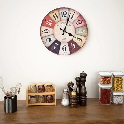 vidaXL Винтидж стенен часовник, цветен, 30 см (50629)