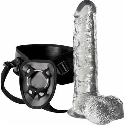 You2Toys Crystal Clear Strapon pripínacie dildo s postrojom priehľadné