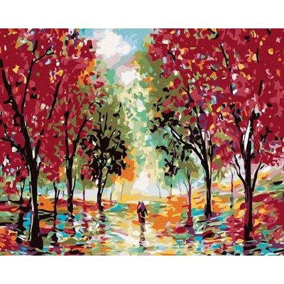 Zuty Malování podle čísel Červený les 100 x 80 cm bez rámu a bez vypnutí plátna