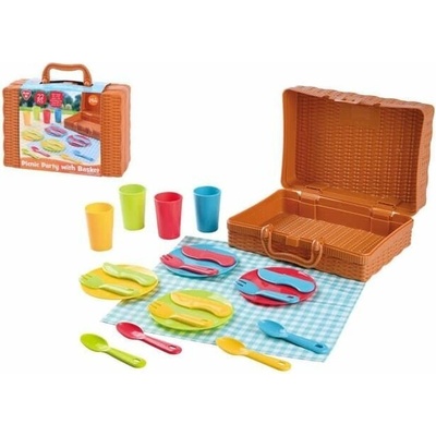 Teddies Piknikový košík se sadou nádobí