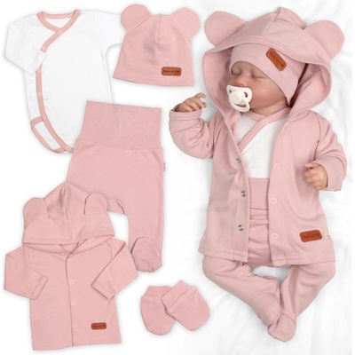 Baby Nellys Bavlněná souprava pro miminko do porodnice 5D Made with love růžová – Zboží Mobilmania