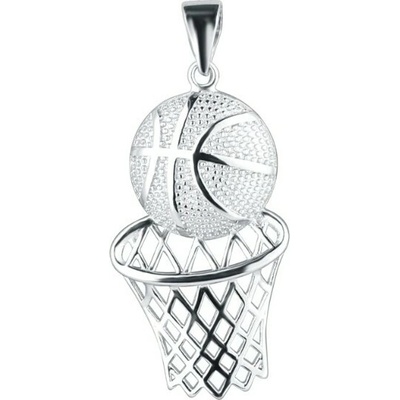 Evolution Group Strieborný prívesok Basketbalová lopta a sieť 64024