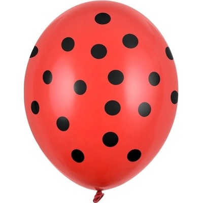 PartyDeco Latexový balón červený s čiernymi bodkami