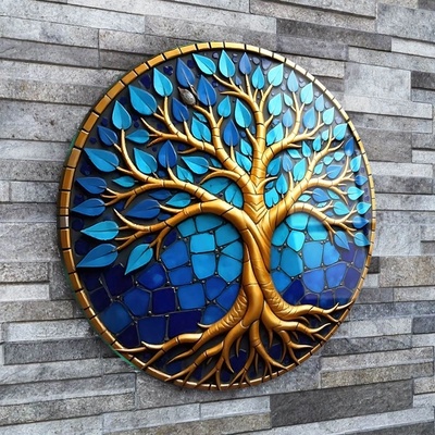 Art gift Кръгло стъклено пано - Дървото на живота