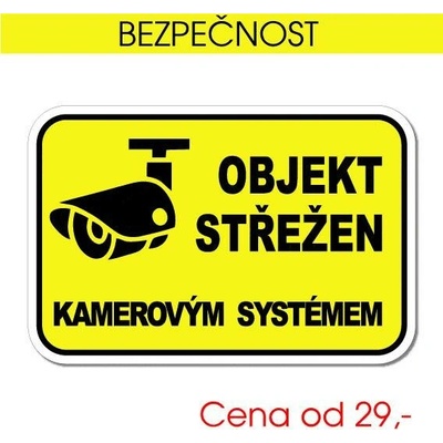 Bezpečnostní cedule Objekt střežen kamerovým systémem (žlutá) - samolepka / 15x10 cm