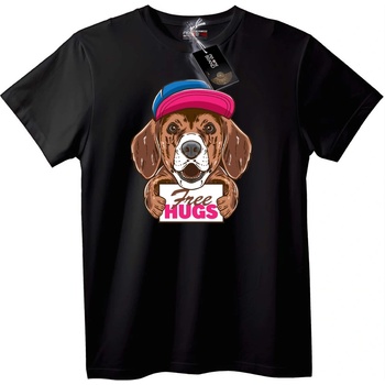NOONEBRAND Тениска Безплатни Прегръдки Куче - 4XL, Black