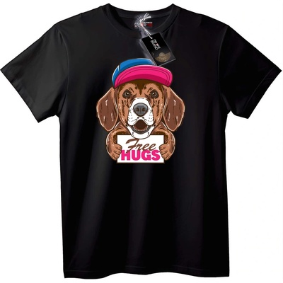 NOONEBRAND Тениска Безплатни Прегръдки Куче - 4XL, Black
