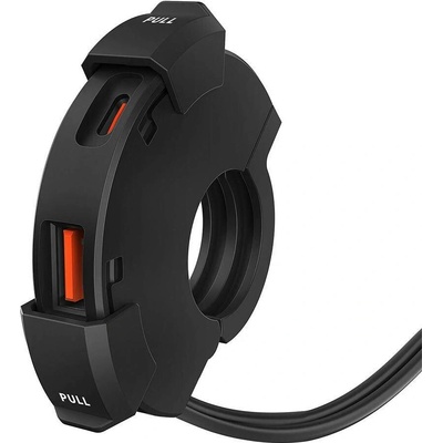 BIKETEC motocyklová dvojitá zásuvka USB QC 3.0 + PD - 48W POWER RING (na řidítka) (EL)