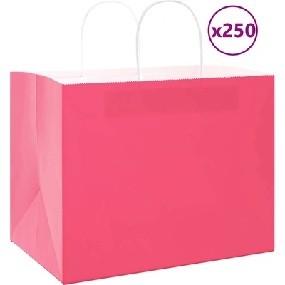 vidaXL Хартиени торбички 250 бр с дръжки розови 32x22x24 см (4101679)