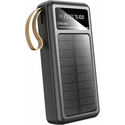 Dudao K18 Plus Solar Power Bank 20000 mAh - соларна външна батерия с вградени USB-A, USB-C, Lightning и microUSB кабели (черен)