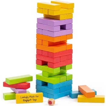 Bigjigs Toys Дървена игра Bigjigs - Дженга, разноцветна (BJ695)