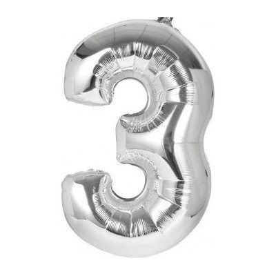 IMPAP Fóliový balónek 40 cm číslice 3 stříbrný 24226