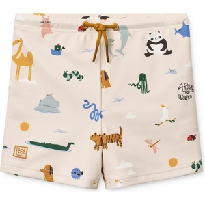 LIEWOOD Детски бански слипове LIEWOOD Kid's Otto Printed Swim Pants Swim brief - Around The World / Sandy - размер 128 (EU) (750-2490-0118)